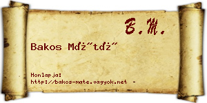 Bakos Máté névjegykártya